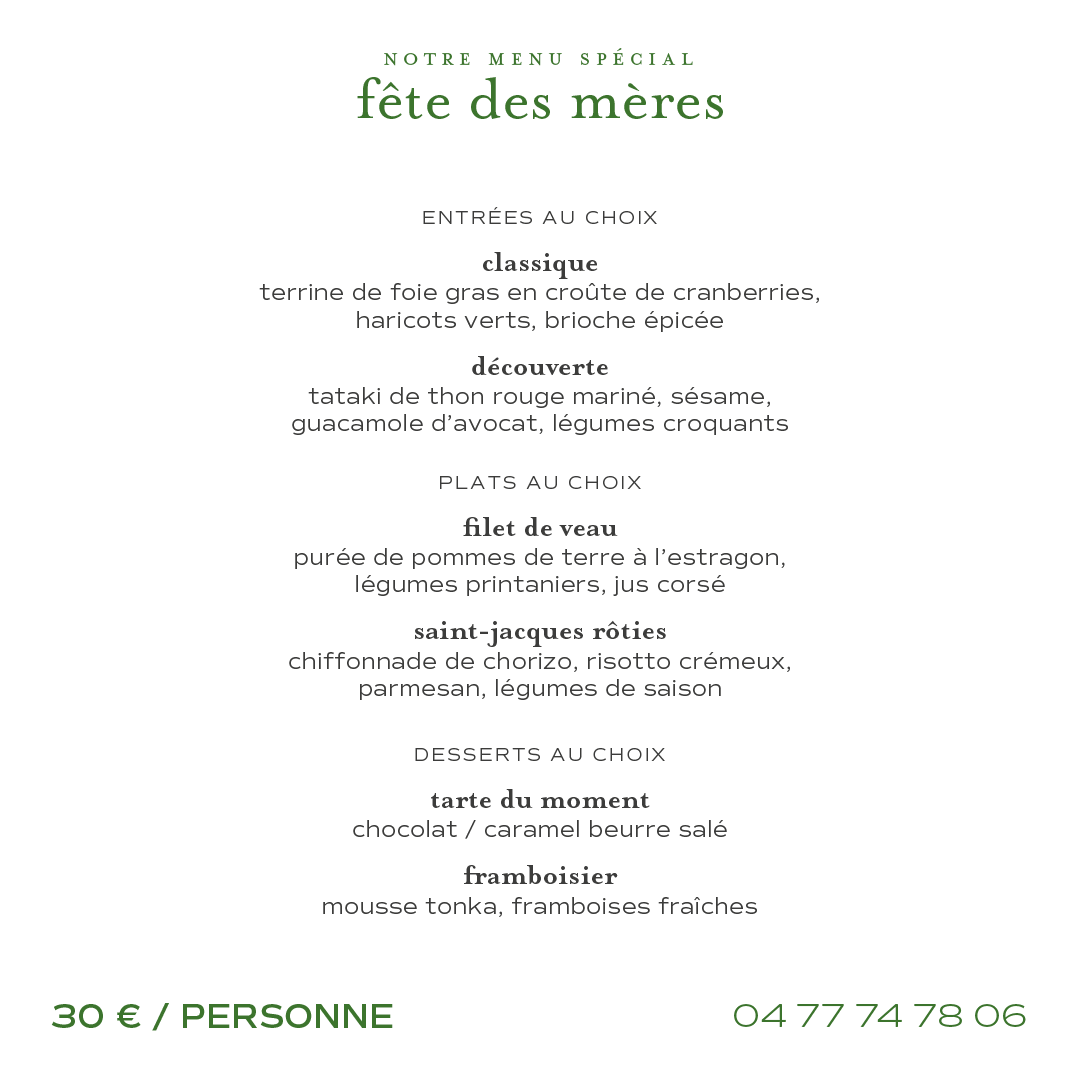 Menu Fête des Mères La Pause