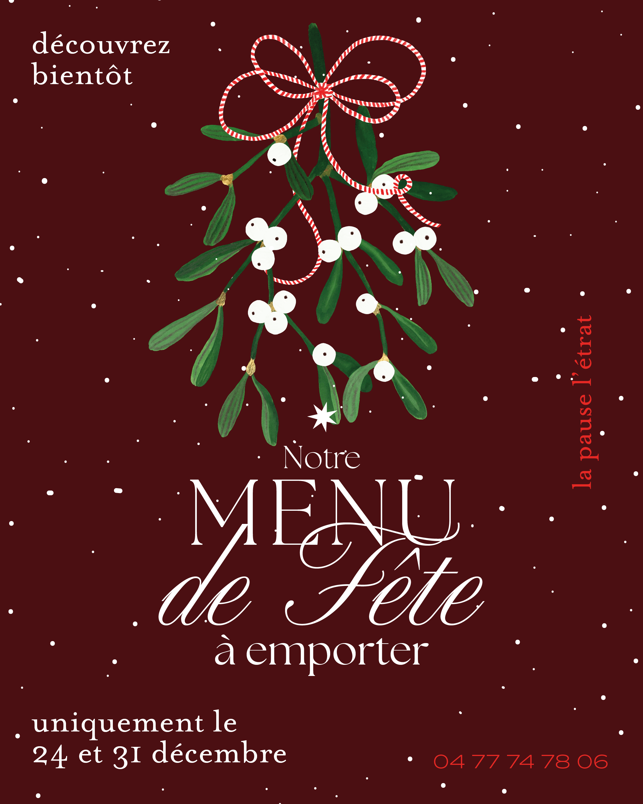 Menu de Fêtes 2023 - Restaurant La Pause à L'Etrat